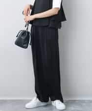 FKLJA71160 MK MICHEL KLEIN(MK ミッシェルクラン) 2タックワイドパンツ/洗える ブラック