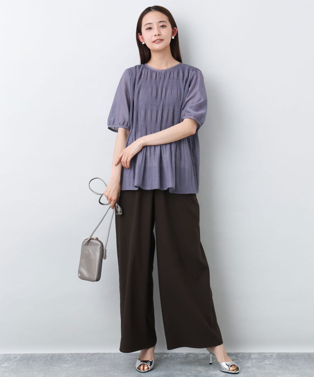 FKLJA76160 MK MICHEL KLEIN(MK ミッシェルクラン) リラクシーワイドパンツ/UVカット/接触冷感/洗える ベージュ