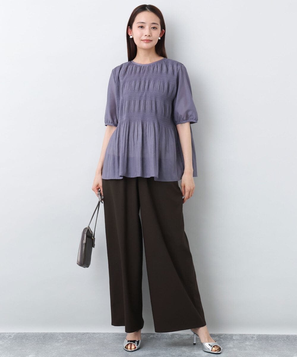 FKLJA76160 MK MICHEL KLEIN(MK ミッシェルクラン) リラクシーワイドパンツ/UVカット/接触冷感/洗える ベージュ