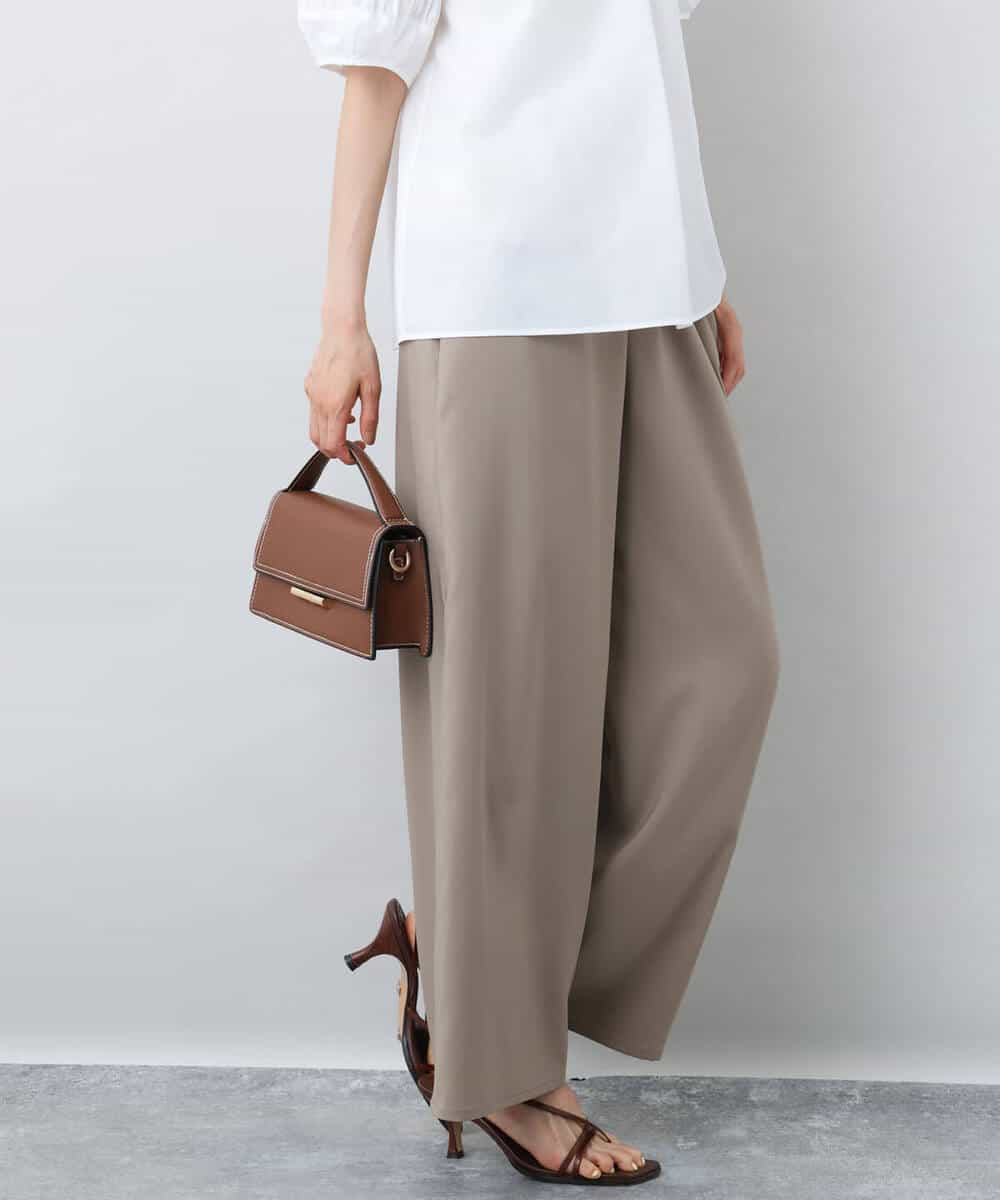 FKLJA76160 MK MICHEL KLEIN(MK ミッシェルクラン) リラクシーワイドパンツ/UVカット/接触冷感/洗える ベージュ