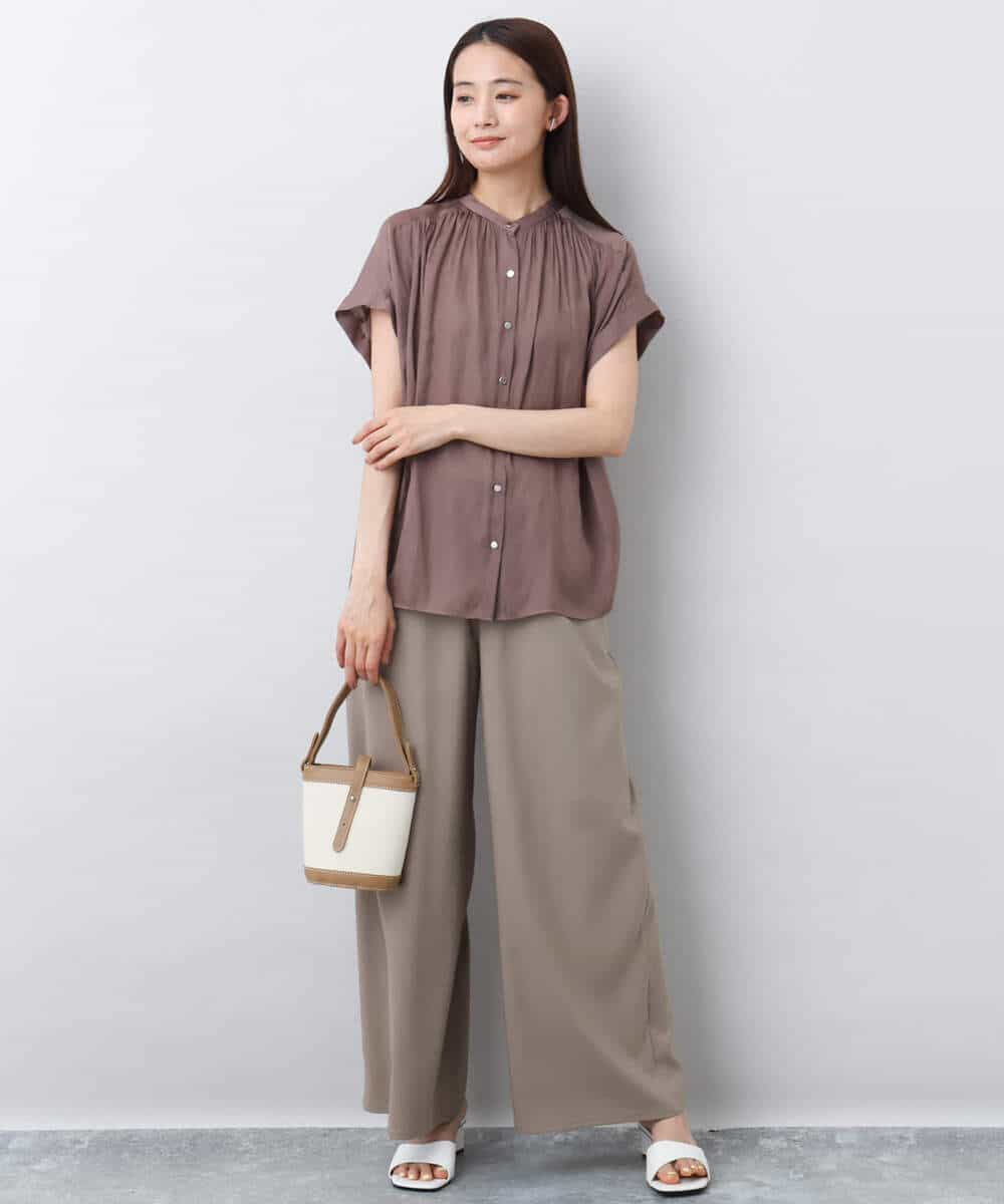 FKLJA76160 MK MICHEL KLEIN(MK ミッシェルクラン) リラクシーワイドパンツ/UVカット/接触冷感/洗える ベージュ