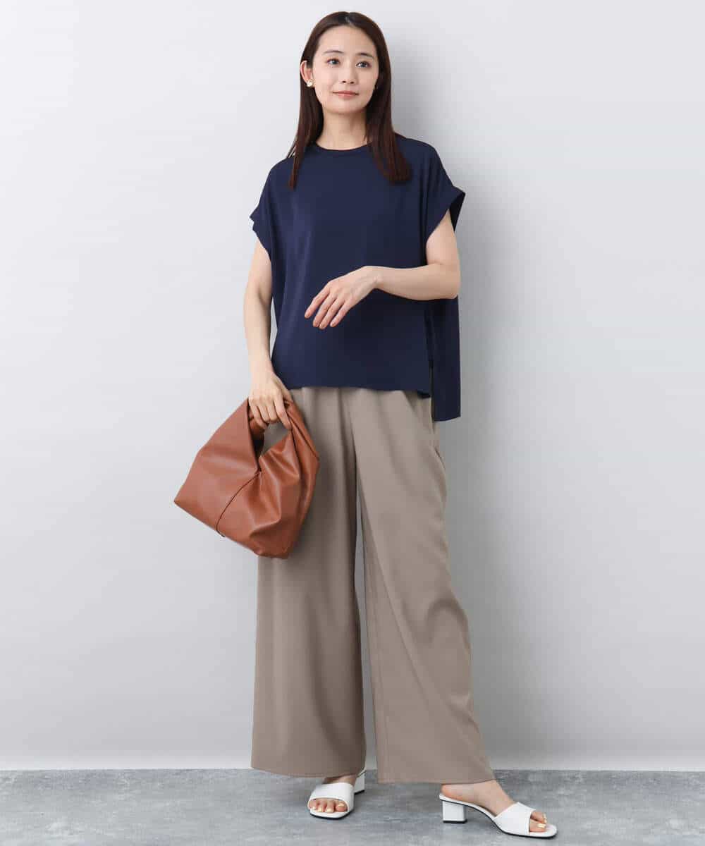 FKLJA76160 MK MICHEL KLEIN(MK ミッシェルクラン) リラクシーワイドパンツ/UVカット/接触冷感/洗える ベージュ