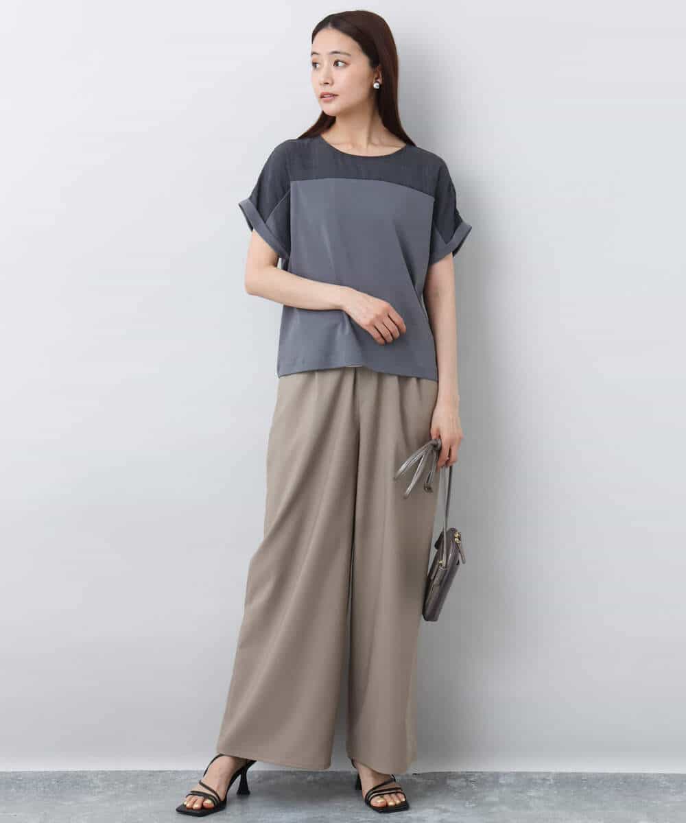 FKLJA76160 MK MICHEL KLEIN(MK ミッシェルクラン) リラクシーワイドパンツ/UVカット/接触冷感/洗える ベージュ