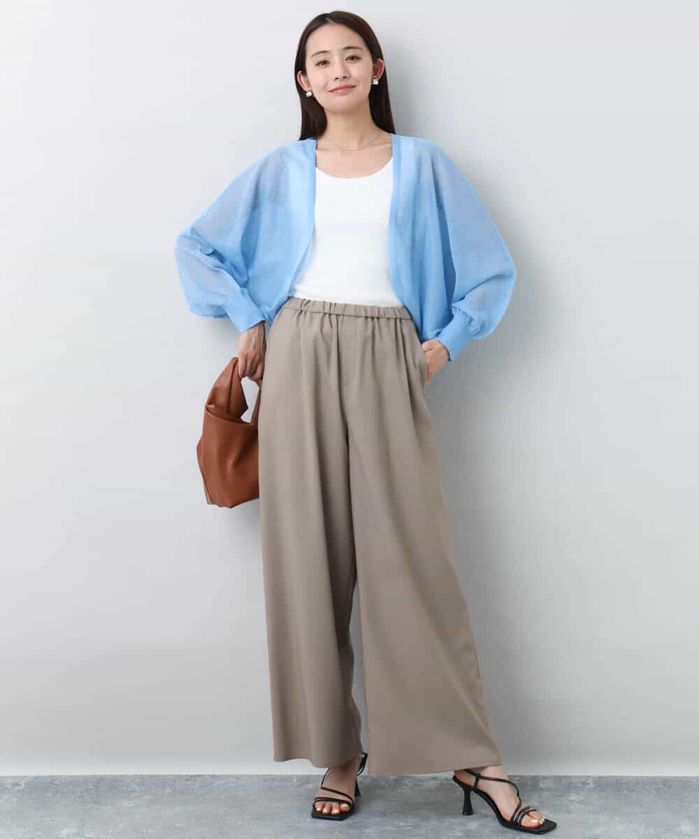 FKLJA76160 MK MICHEL KLEIN(MK ミッシェルクラン) リラクシーワイドパンツ/UVカット/接触冷感/洗える ベージュ