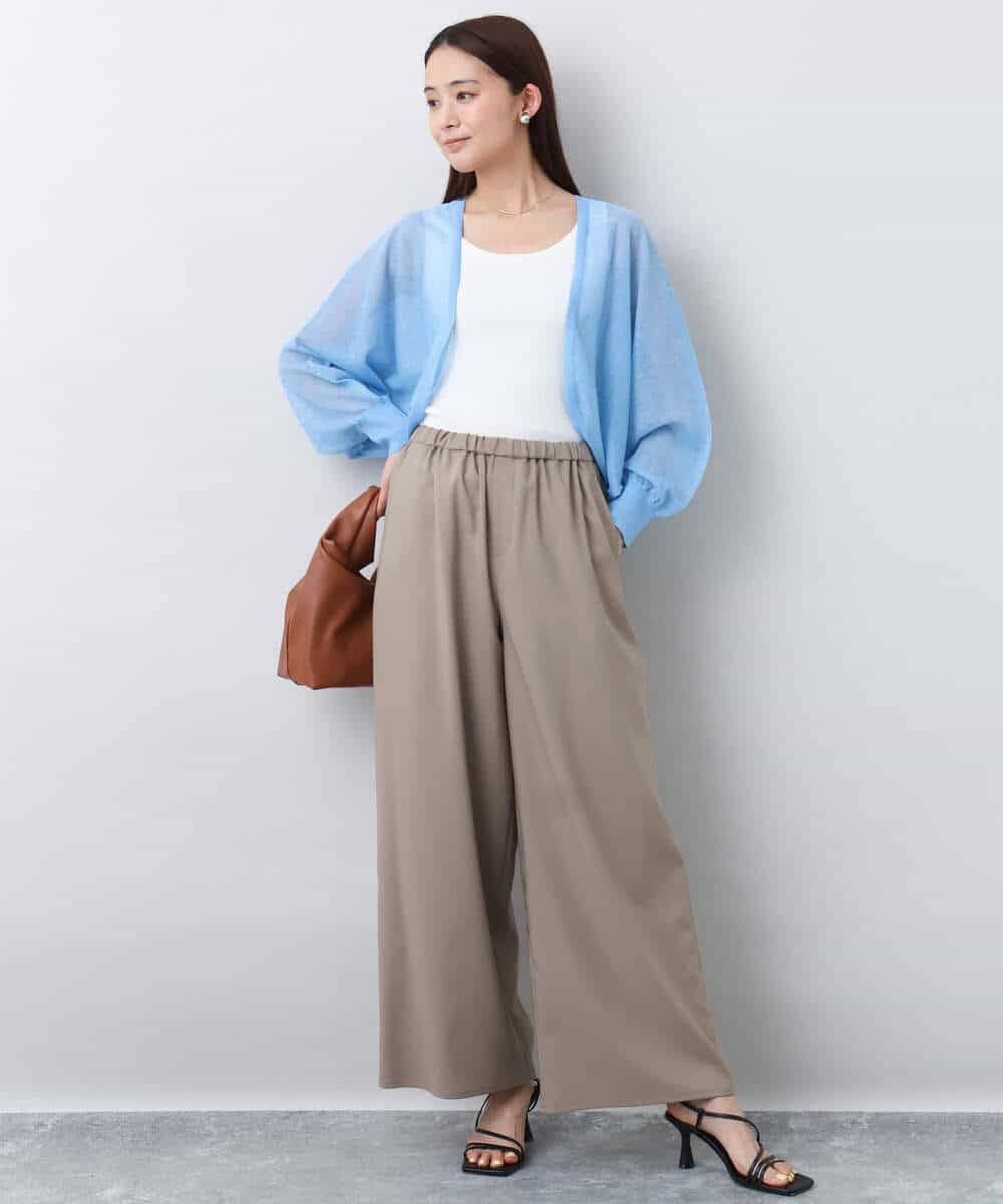 FKLJA76160 MK MICHEL KLEIN(MK ミッシェルクラン) リラクシーワイドパンツ/UVカット/接触冷感/洗える ベージュ