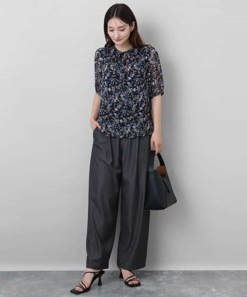 FKLJA80150 MK MICHEL KLEIN(MK ミッシェルクラン) ソフトデニムライクバレルパンツ/洗える ネイビー
