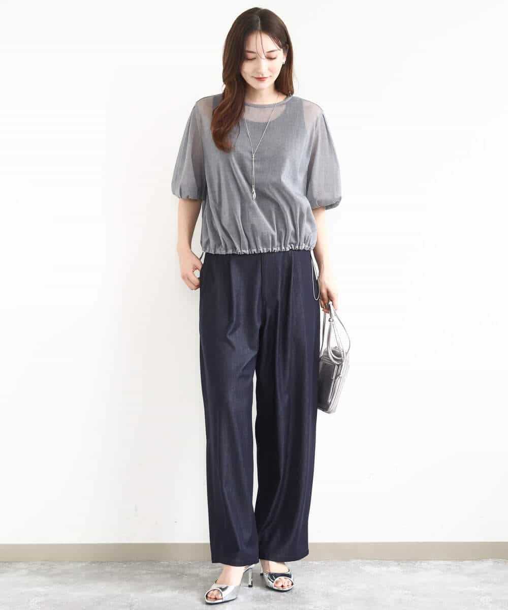 FKLJA80150 MK MICHEL KLEIN(MK ミッシェルクラン) ソフトデニムライクバレルパンツ/洗える ネイビー