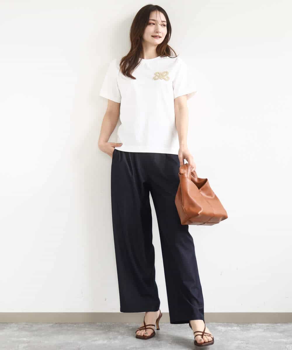 FKLJA80150 MK MICHEL KLEIN(MK ミッシェルクラン) ソフトデニムライクバレルパンツ/洗える ネイビー