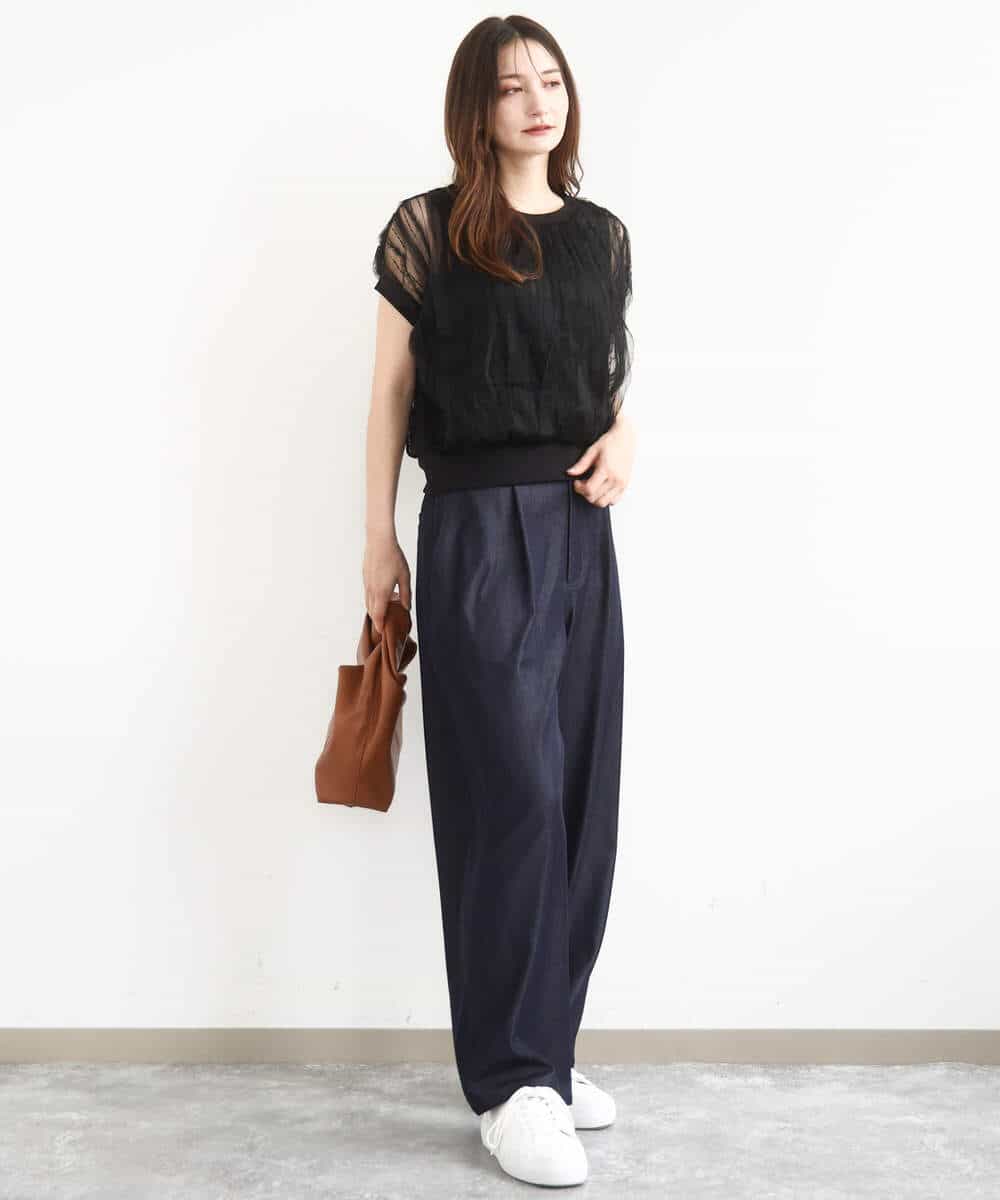 FKLJA80150 MK MICHEL KLEIN(MK ミッシェルクラン) ソフトデニムライクバレルパンツ/洗える ネイビー