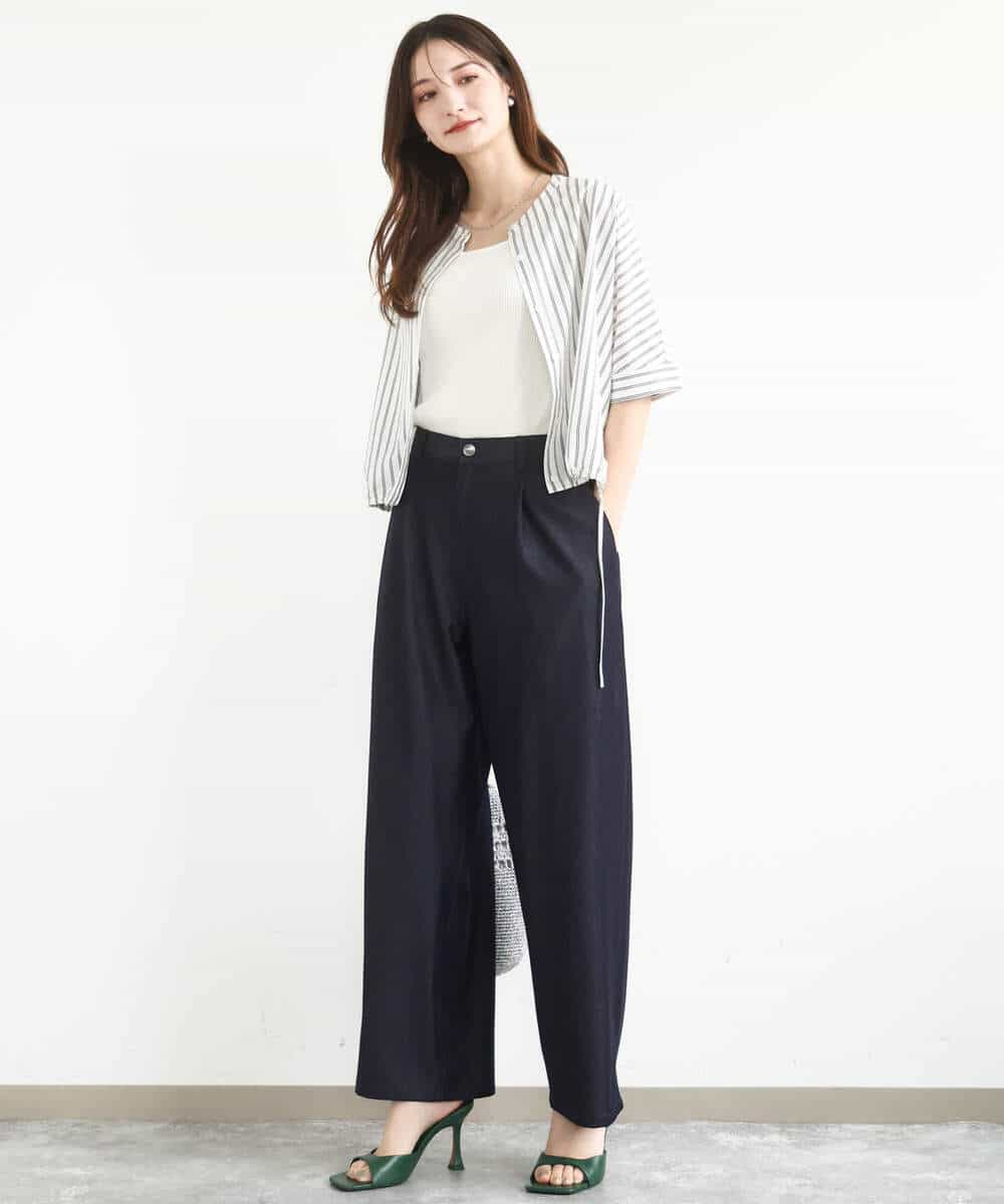 FKLJA80150 MK MICHEL KLEIN(MK ミッシェルクラン) ソフトデニムライクバレルパンツ/洗える ネイビー