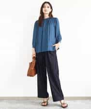 FKLJA80150 MK MICHEL KLEIN(MK ミッシェルクラン) ソフトデニムライクバレルパンツ/洗える ネイビー