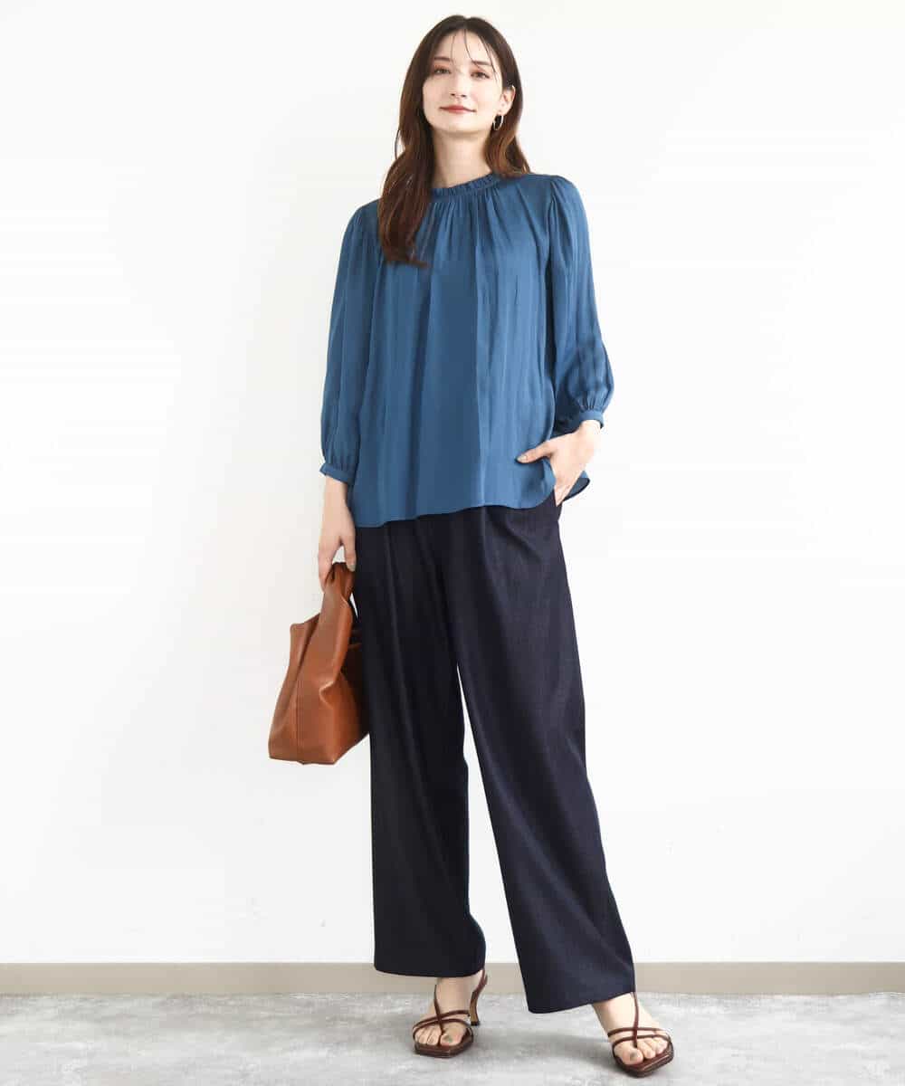 FKLJA80150 MK MICHEL KLEIN(MK ミッシェルクラン) ソフトデニムライクバレルパンツ/洗える ネイビー
