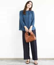 FKLJA80150 MK MICHEL KLEIN(MK ミッシェルクラン) ソフトデニムライクバレルパンツ/洗える ネイビー