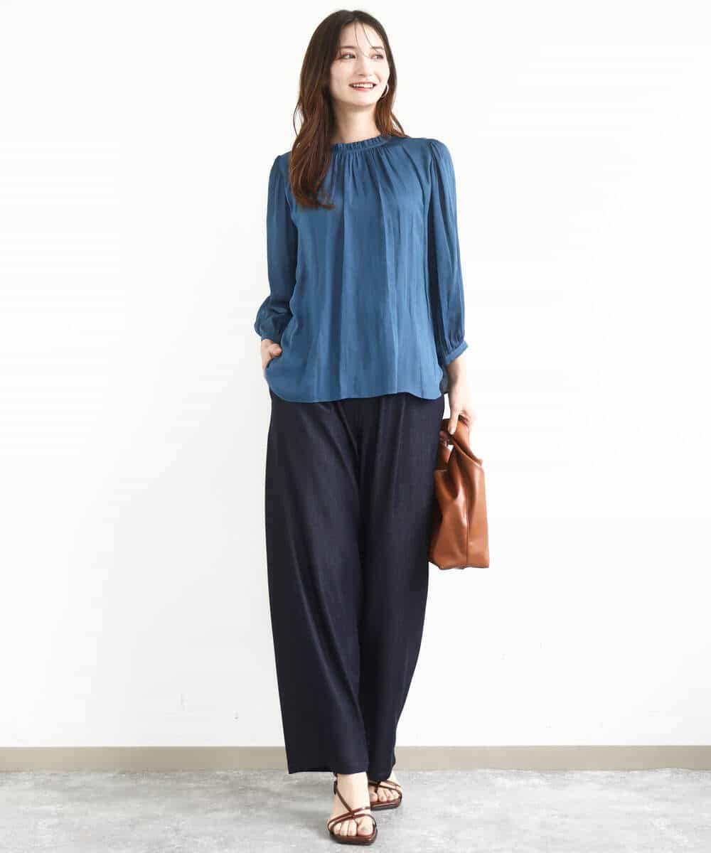 FKLJA80150 MK MICHEL KLEIN(MK ミッシェルクラン) ソフトデニムライクバレルパンツ/洗える ネイビー