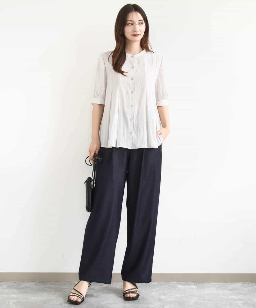 FKLJA80150 MK MICHEL KLEIN(MK ミッシェルクラン) ソフトデニムライクバレルパンツ/洗える ネイビー