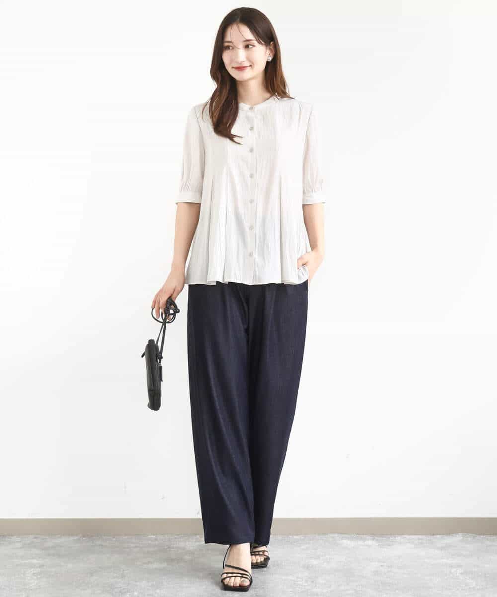 FKLJA80150 MK MICHEL KLEIN(MK ミッシェルクラン) ソフトデニムライクバレルパンツ/洗える ネイビー