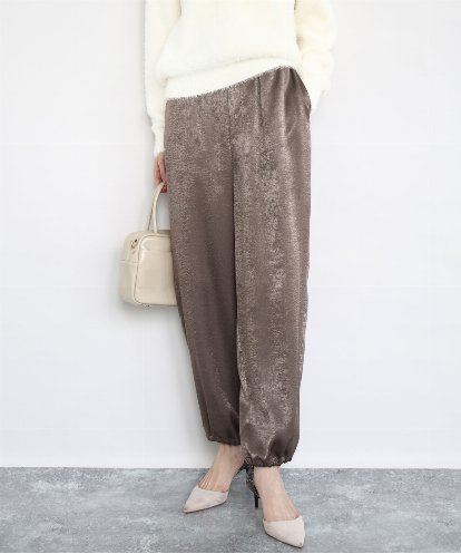 FKLJA85150 MK MICHEL KLEIN サテンヴィンテージ調ワイドパンツ/接触冷感/洗える