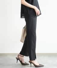 FKLJD30170 MK MICHEL KLEIN(MK ミッシェルクラン) [洗える]センタースリット入りストレッチパンツ ブラック