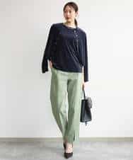 FKLJD30170 MK MICHEL KLEIN(MK ミッシェルクラン) [洗える]センタースリット入りストレッチパンツ ブラック