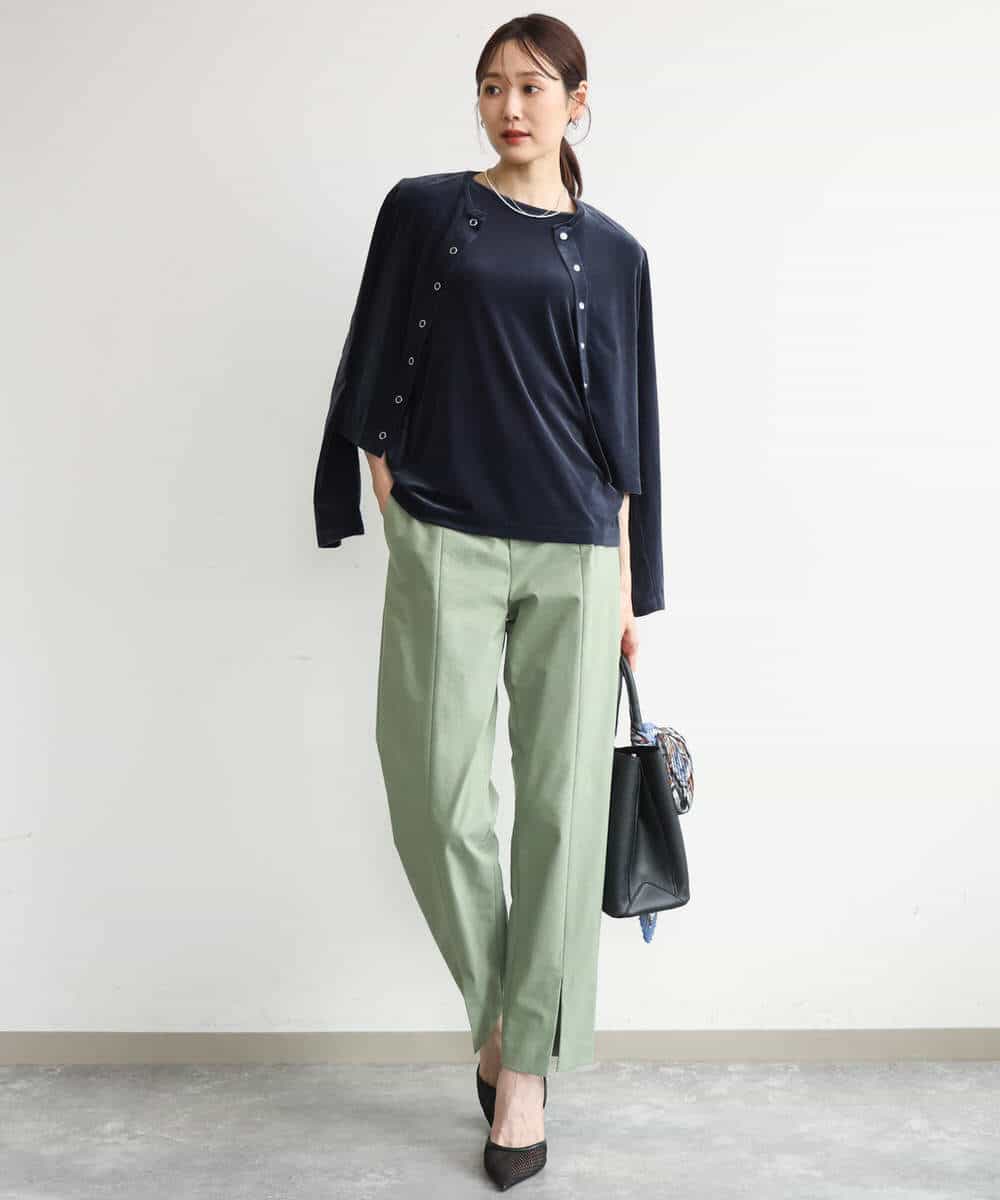 FKLJD30170 MK MICHEL KLEIN(MK ミッシェルクラン) [洗える]センタースリット入りストレッチパンツ ブラック