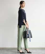 FKLJD30170 MK MICHEL KLEIN(MK ミッシェルクラン) [洗える]センタースリット入りストレッチパンツ ブラック