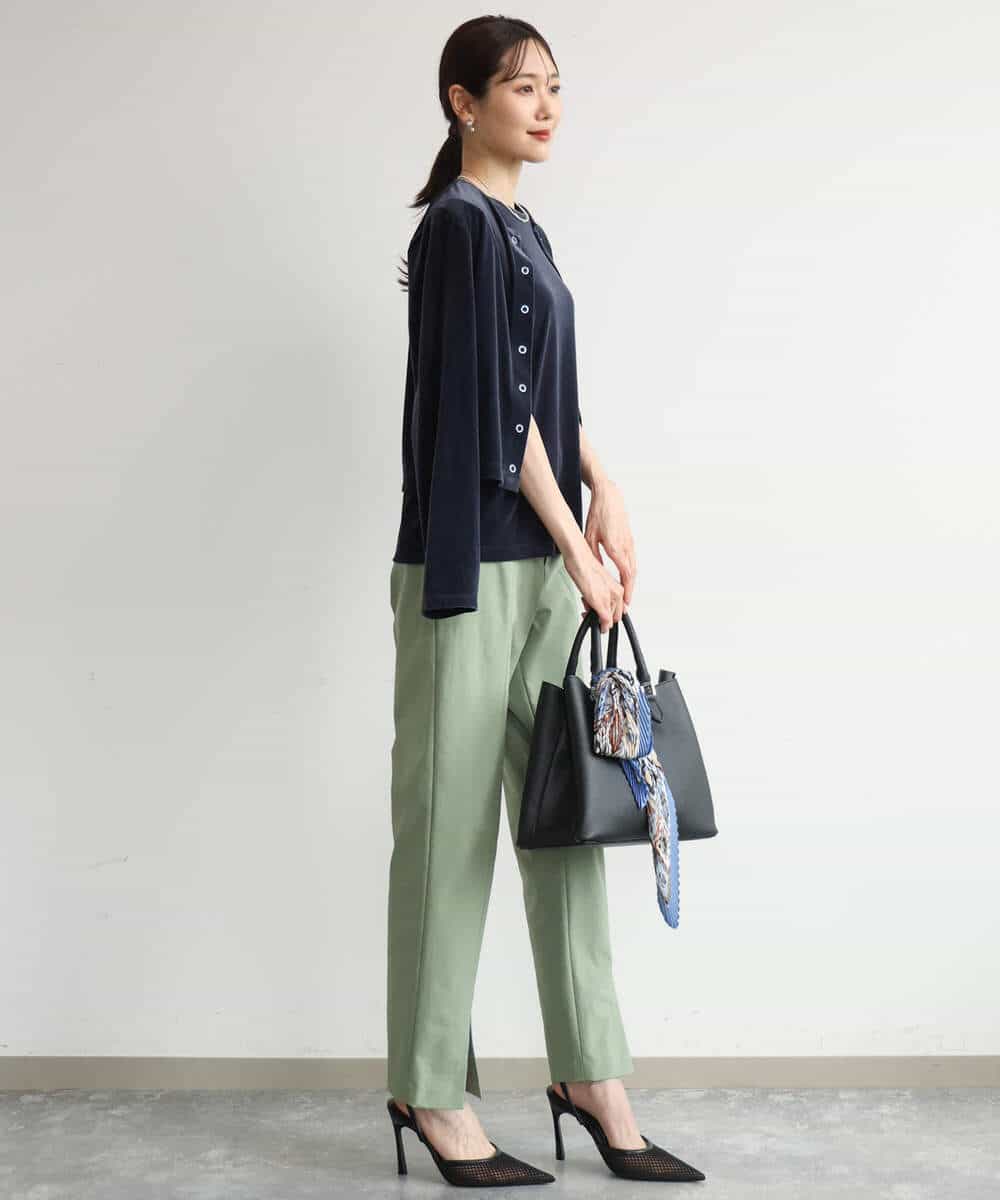 FKLJD30170 MK MICHEL KLEIN(MK ミッシェルクラン) [洗える]センタースリット入りストレッチパンツ ブラック