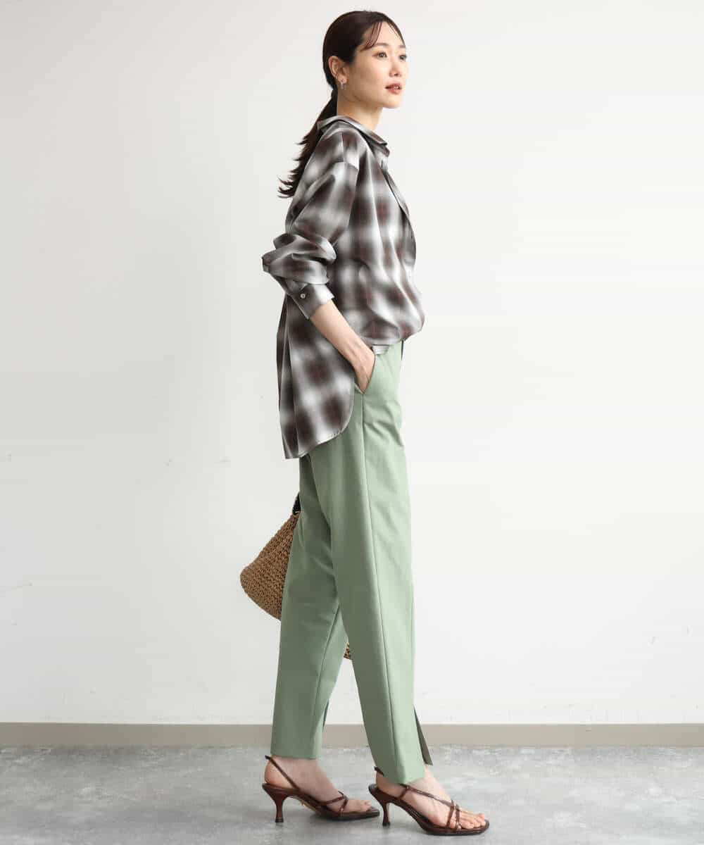 FKLJD30170 MK MICHEL KLEIN(MK ミッシェルクラン) [洗える]センタースリット入りストレッチパンツ ブラック