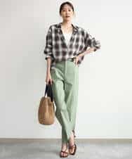 FKLJD30170 MK MICHEL KLEIN(MK ミッシェルクラン) [洗える]センタースリット入りストレッチパンツ ブラック
