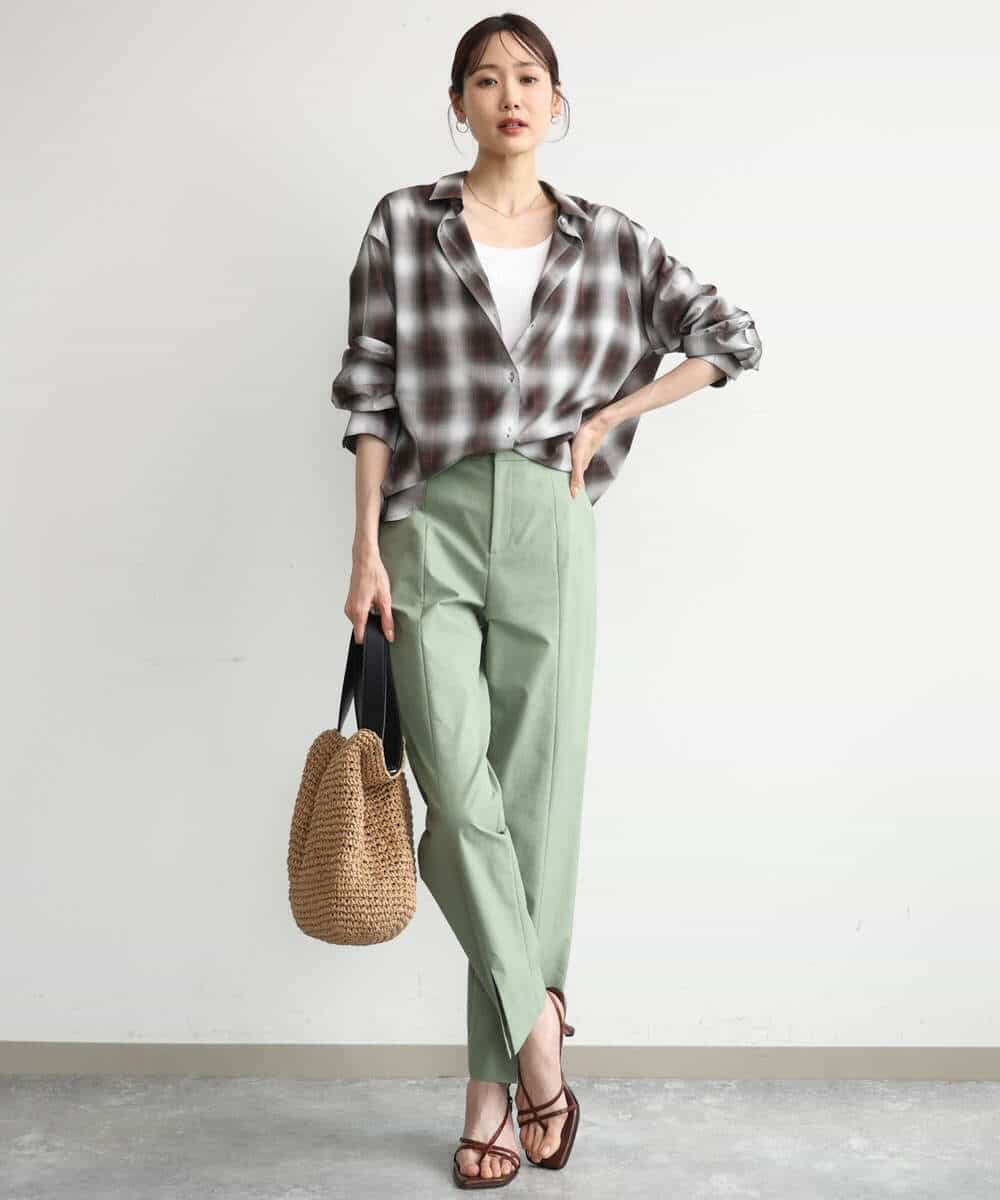 FKLJD30170 MK MICHEL KLEIN(MK ミッシェルクラン) [洗える]センタースリット入りストレッチパンツ ブラック