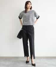 FKLJD30170 MK MICHEL KLEIN(MK ミッシェルクラン) [洗える]センタースリット入りストレッチパンツ ブラック