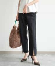 FKLJD30170 MK MICHEL KLEIN(MK ミッシェルクラン) [洗える]センタースリット入りストレッチパンツ ブラック