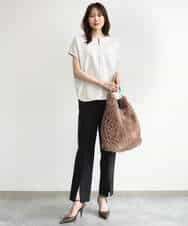 FKLJD30170 MK MICHEL KLEIN(MK ミッシェルクラン) [洗える]センタースリット入りストレッチパンツ ブラック