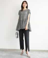 FKLJD30170 MK MICHEL KLEIN(MK ミッシェルクラン) [洗える]センタースリット入りストレッチパンツ ブラック