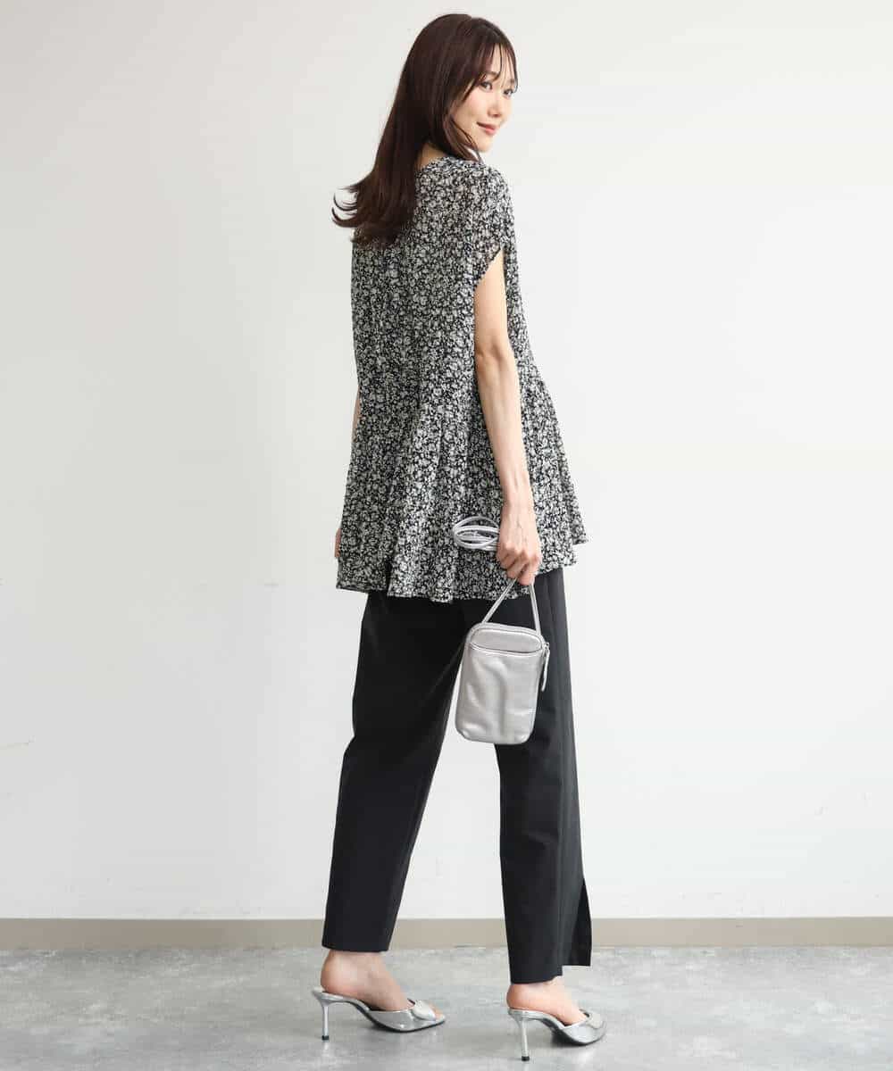 FKLJD30170 MK MICHEL KLEIN(MK ミッシェルクラン) [洗える]センタースリット入りストレッチパンツ ブラック