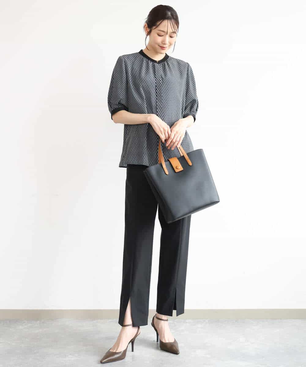 FKLJD30170 MK MICHEL KLEIN(MK ミッシェルクラン) [洗える]センタースリット入りストレッチパンツ ブラック