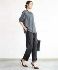 FKLJD30170 MK MICHEL KLEIN(MK ミッシェルクラン) [洗える]センタースリット入りストレッチパンツ ブラック