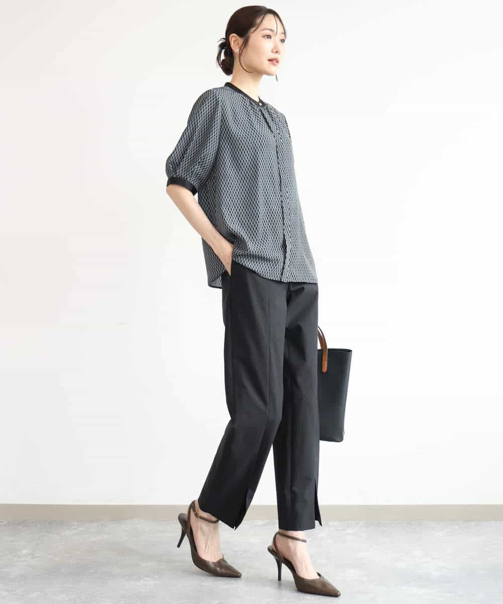 FKLJD30170 MK MICHEL KLEIN(MK ミッシェルクラン) [洗える]センタースリット入りストレッチパンツ ブラック