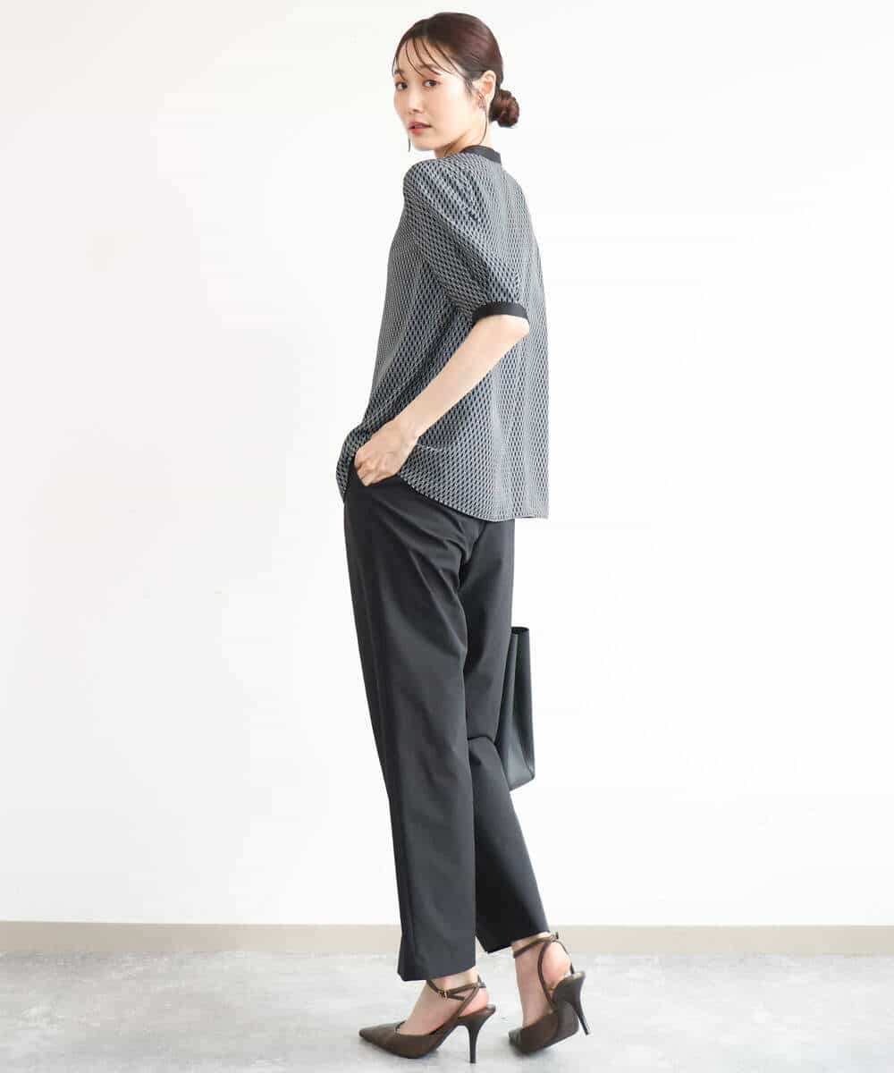 FKLJD30170 MK MICHEL KLEIN(MK ミッシェルクラン) [洗える]センタースリット入りストレッチパンツ ブラック