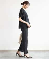 FKLJD30170 MK MICHEL KLEIN(MK ミッシェルクラン) [洗える]センタースリット入りストレッチパンツ ブラック