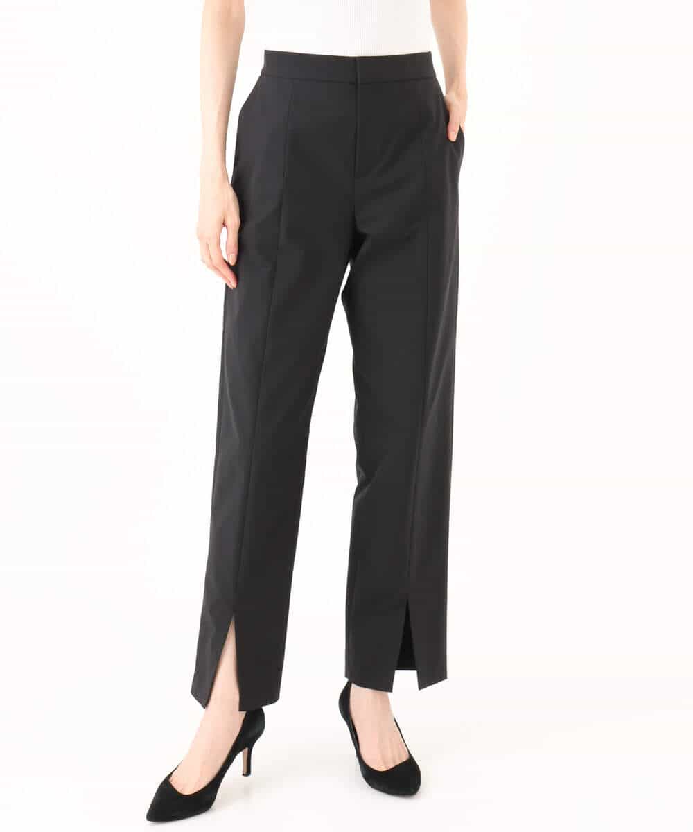 FKLJD30170 MK MICHEL KLEIN(MK ミッシェルクラン) [洗える]センタースリット入りストレッチパンツ ブラック