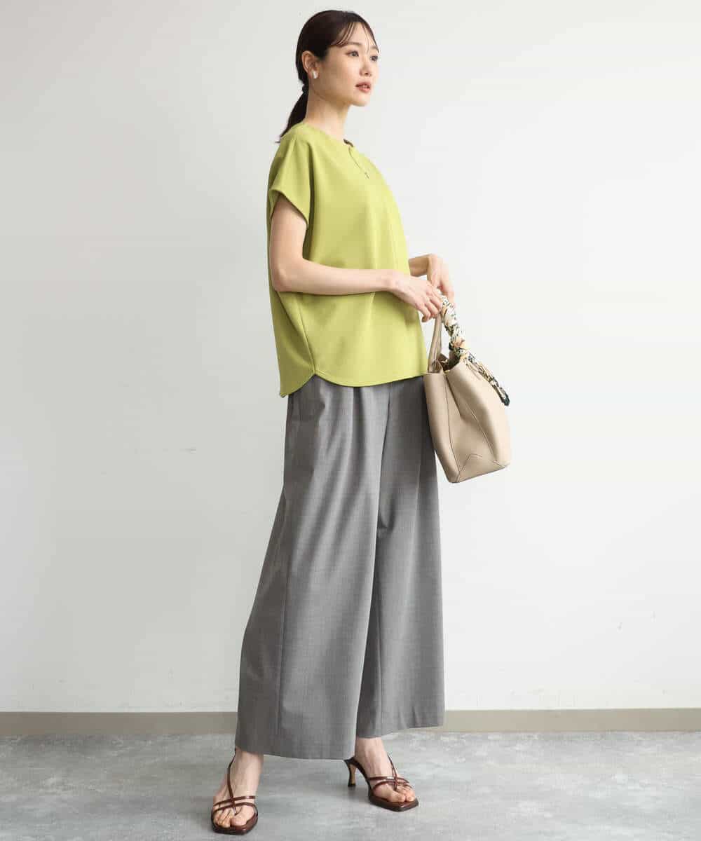 FKLJD34160 MK MICHEL KLEIN(MK ミッシェルクラン) [洗える]ストレートワイドパンツ(チェック・無地) ダークグレー（チェック）