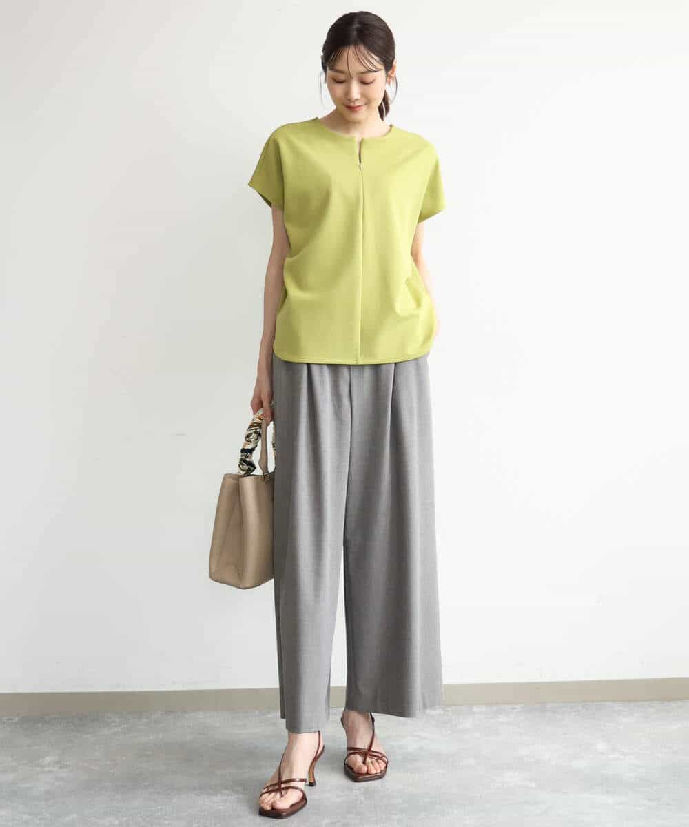 FKLJD34160 MK MICHEL KLEIN(MK ミッシェルクラン) [洗える]ストレートワイドパンツ(チェック・無地) ダークグレー（チェック）