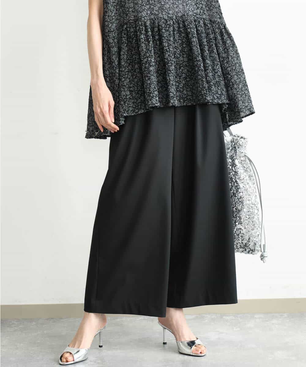 FKLJD34160 MK MICHEL KLEIN(MK ミッシェルクラン) [洗える]ストレートワイドパンツ(チェック・無地) ダークグレー（チェック）