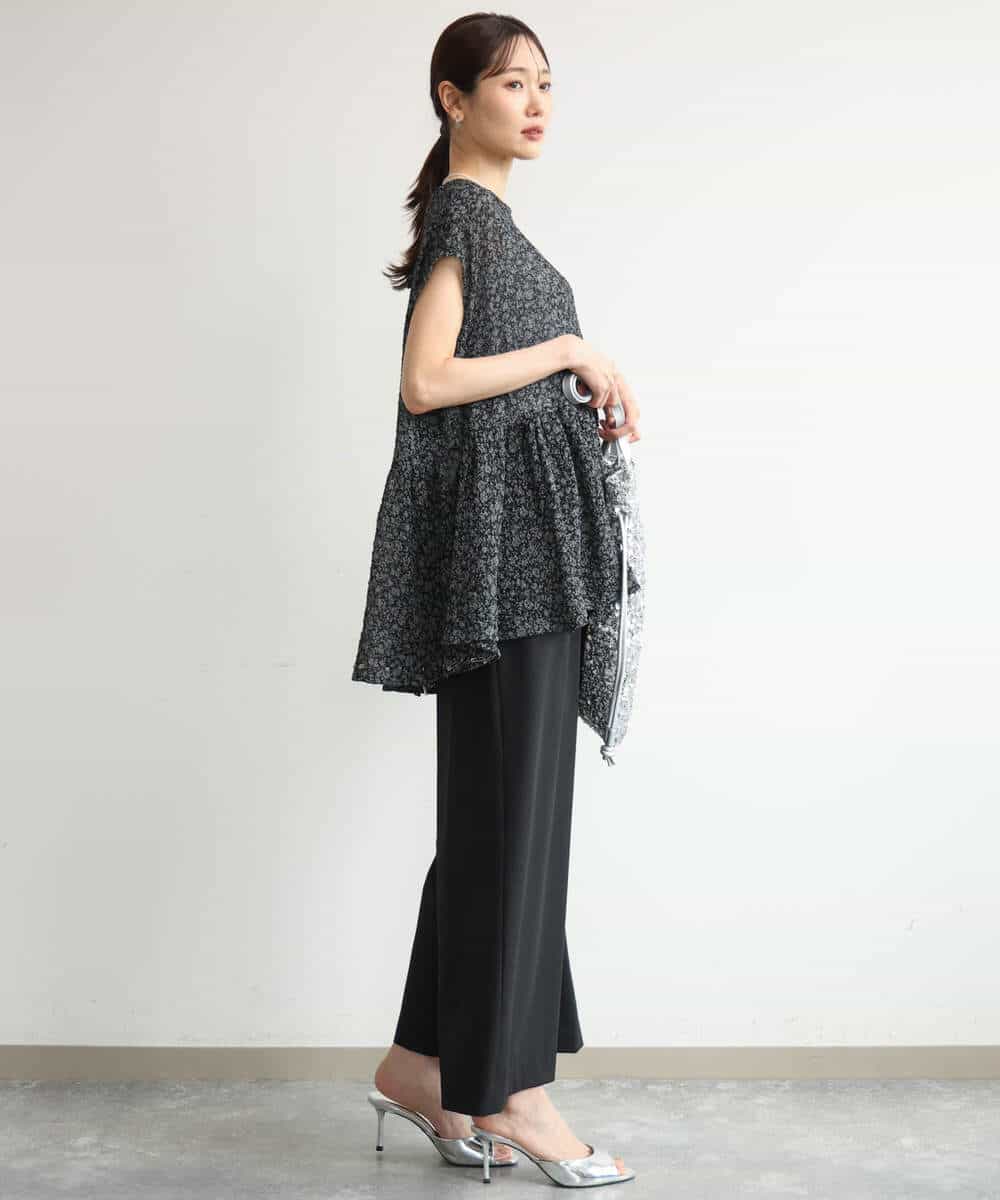 FKLJD34160 MK MICHEL KLEIN(MK ミッシェルクラン) [洗える]ストレートワイドパンツ(チェック・無地) ダークグレー（チェック）