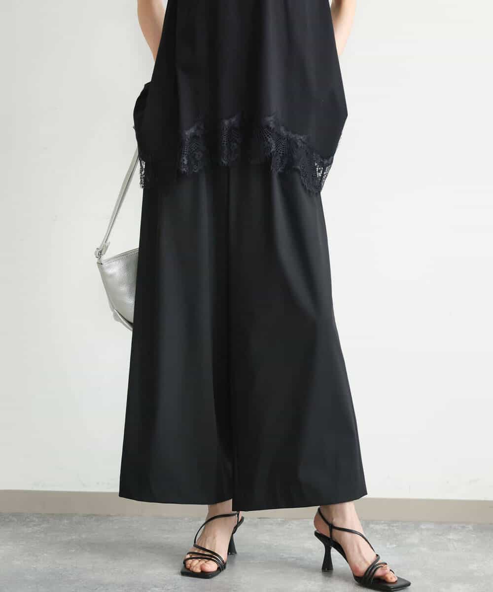 FKLJD34160 MK MICHEL KLEIN(MK ミッシェルクラン) [洗える]ストレートワイドパンツ(チェック・無地) ダークグレー（チェック）