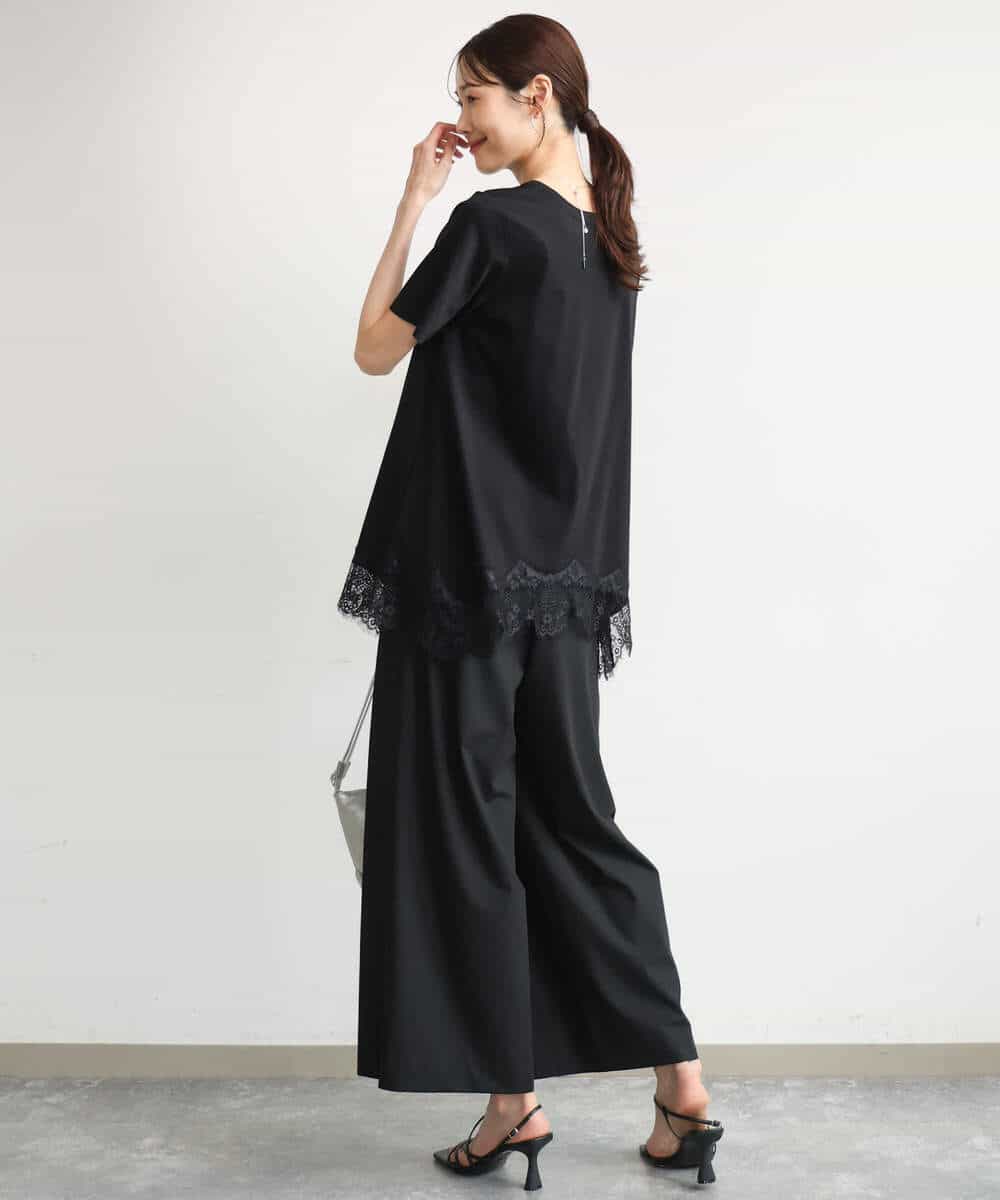 FKLJD34160 MK MICHEL KLEIN(MK ミッシェルクラン) [洗える]ストレートワイドパンツ(チェック・無地) ダークグレー（チェック）