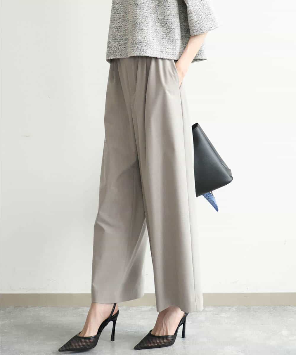 FKLJD34160 MK MICHEL KLEIN(MK ミッシェルクラン) [洗える]ストレートワイドパンツ(チェック・無地) ダークグレー（チェック）