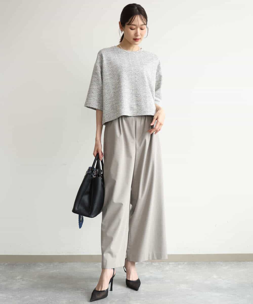 FKLJD34160 MK MICHEL KLEIN(MK ミッシェルクラン) [洗える]ストレートワイドパンツ(チェック・無地) ダークグレー（チェック）