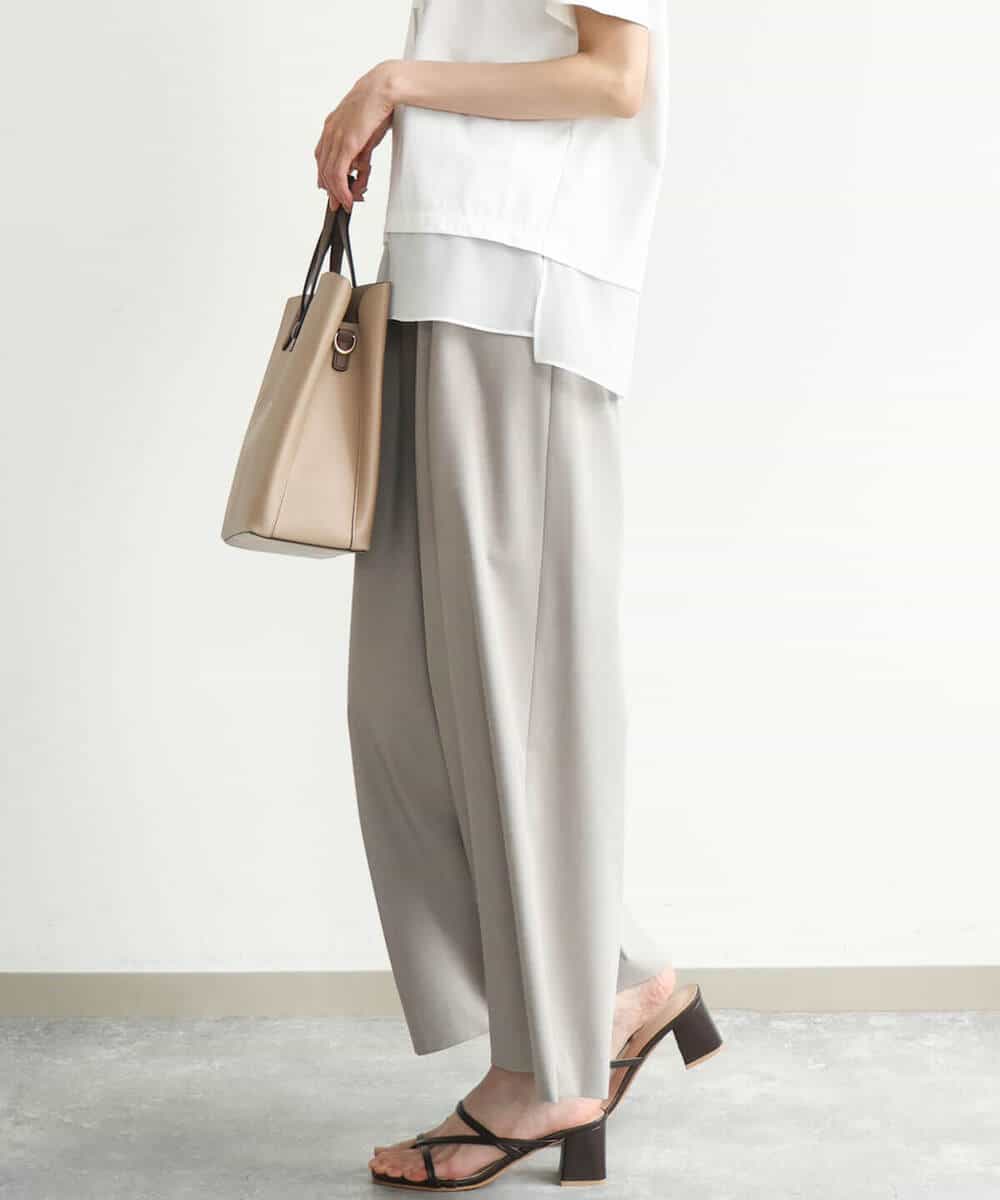 FKLJD34160 MK MICHEL KLEIN(MK ミッシェルクラン) [洗える]ストレートワイドパンツ(チェック・無地) ダークグレー（チェック）