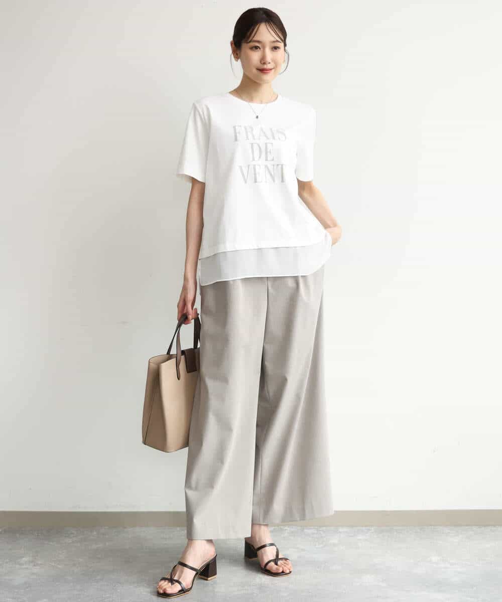 FKLJD34160 MK MICHEL KLEIN(MK ミッシェルクラン) [洗える]ストレートワイドパンツ(チェック・無地) ダークグレー（チェック）